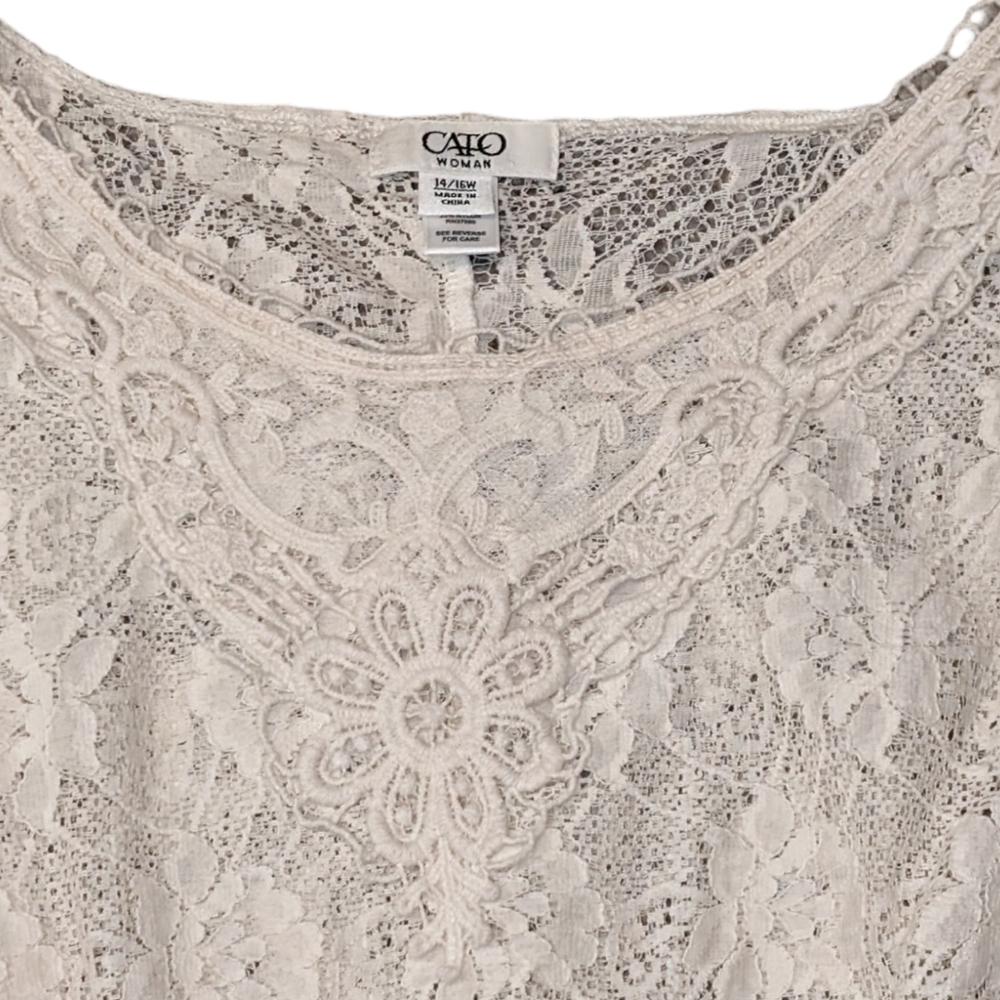 NWOT Plus Size Cato Boho Lace Tunic Blouse Caftan - Picture 3 of 5